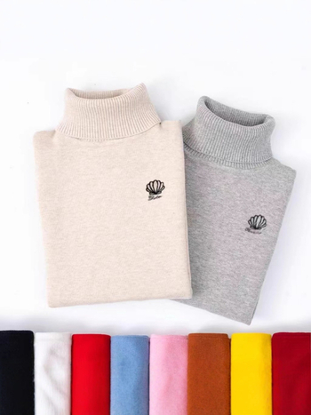 Bērnu adīts džemperis ar augstu apkakli, flīsa oderējums, biezs audums, 80% kokvilna, Ziemas kolekcija 2025, unisex