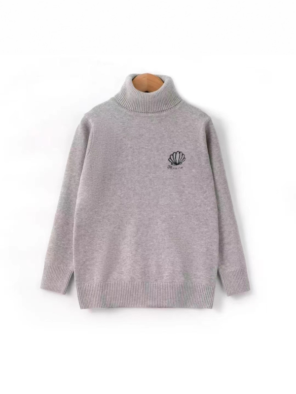 Bērnu adīts džemperis ar augstu apkakli, flīsa oderējums, biezs audums, 80% kokvilna, Ziemas kolekcija 2025, unisex