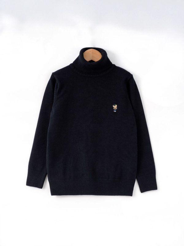 Bērnu adīts džemperis ar augstu apkakli, flīsa oderējums, biezs audums, 80% kokvilna, Ziemas kolekcija 2025, unisex