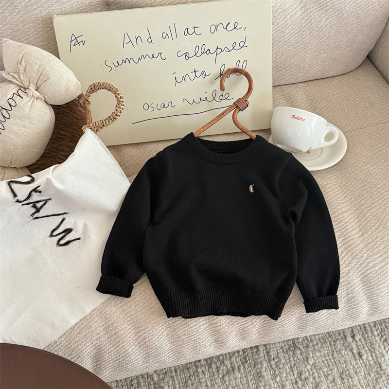 Bērnu džemperis ar izšūtu kara zirga motīvu, universāls, adīts, mīksts materiāls, rudens-zima