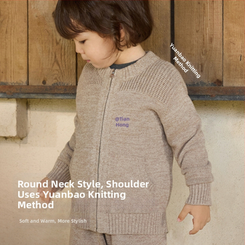 Bērnu adīta kapucēta džemperis ar rāvējslēdzēju, truša kažokāds, piemērots zīdaiņiem 0–1 gadam, rudens