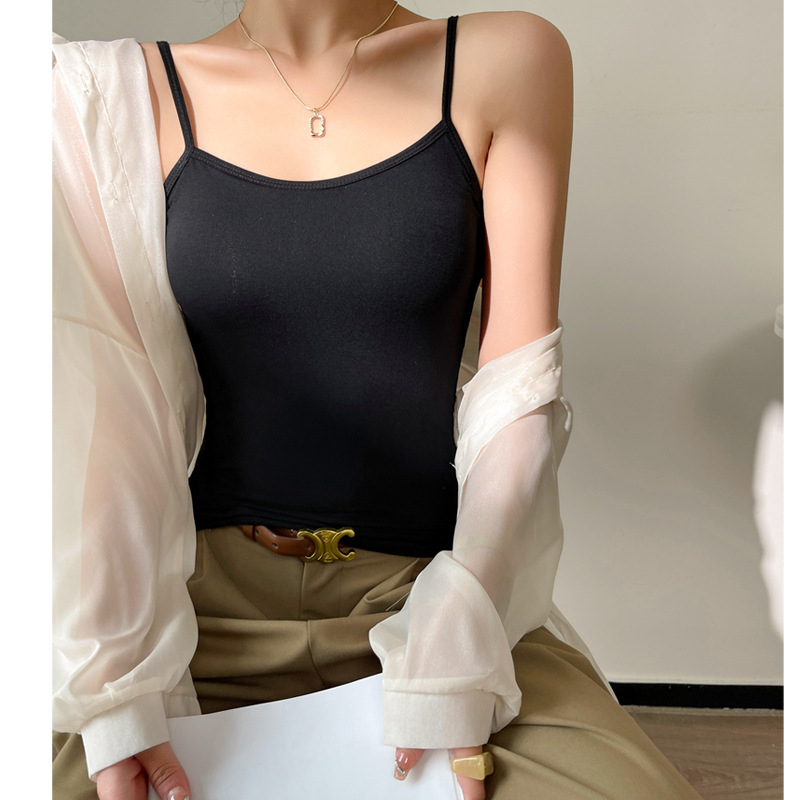 Sieviešu modal top – sling stils, neizņemamas plecu siksnas, viskozes maisījums 80–90%, augsta elastība, vasara 2024