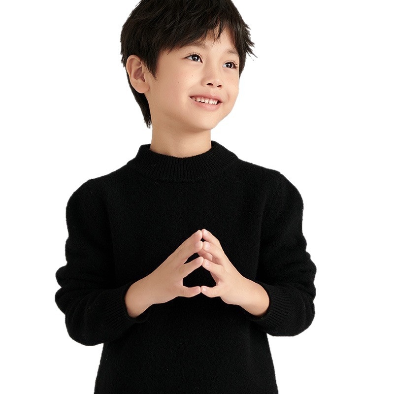Bērnu vilnas džemperis no 100% vilnas, bieza adījuma ar iekšējo flīsa odere