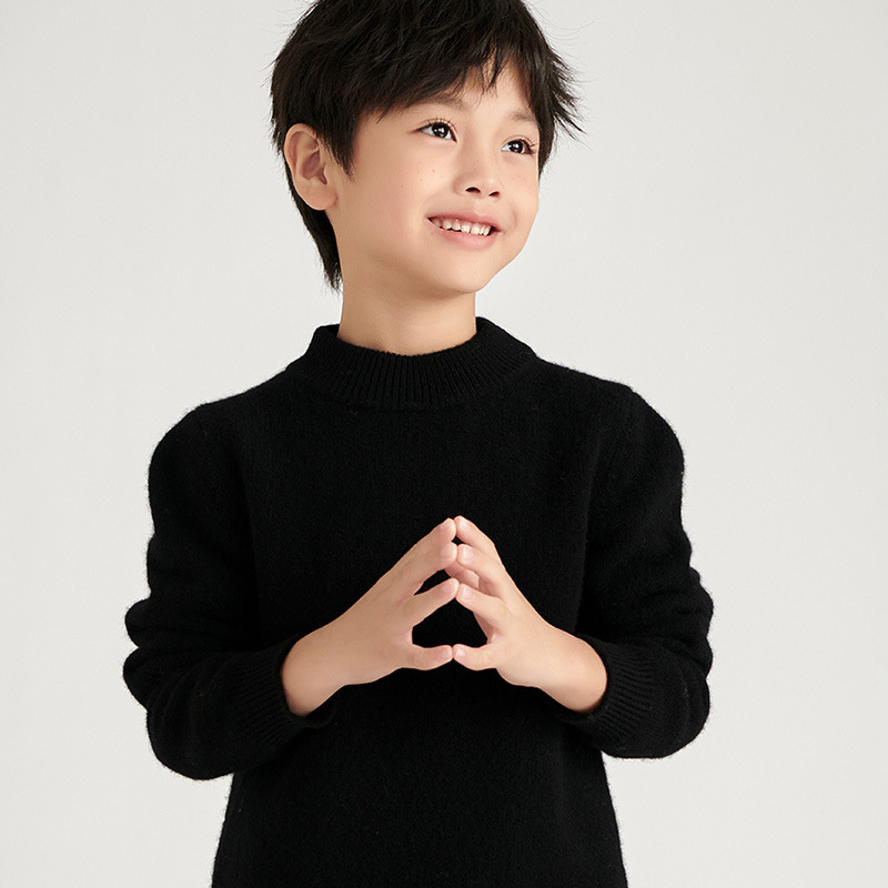 Bērnu vilnas džemperis no 100% vilnas, bieza adījuma ar iekšējo flīsa odere