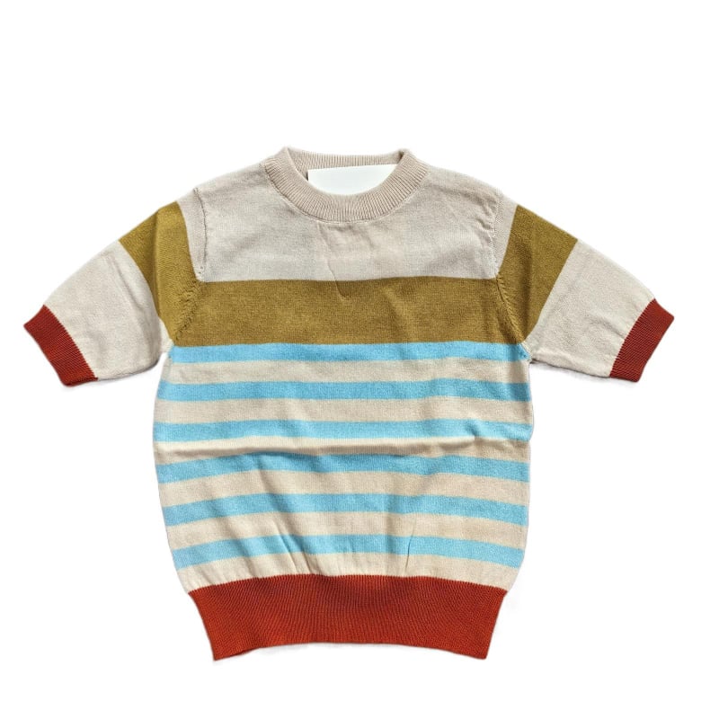 Детски пуловер - на райета, дълъг ръкав, кръгло деколте, 90% памук, зима и есен