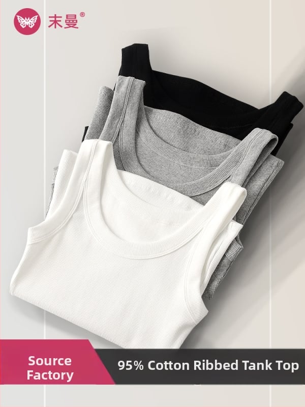 Sieviešu kokvilnas camisole tops, šauri griezums, plecu siksnas fiksētas, vienkrāsains raksts, garums 50–65 cm, Korejas/Japāņu brīvā laika stils