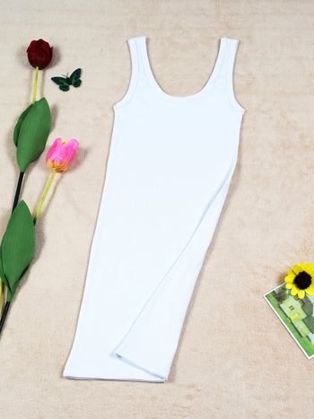 Princess Town kokvilnas kleita ar siksnām, slaigs siluets, vidēja garuma, dubultās siksnas