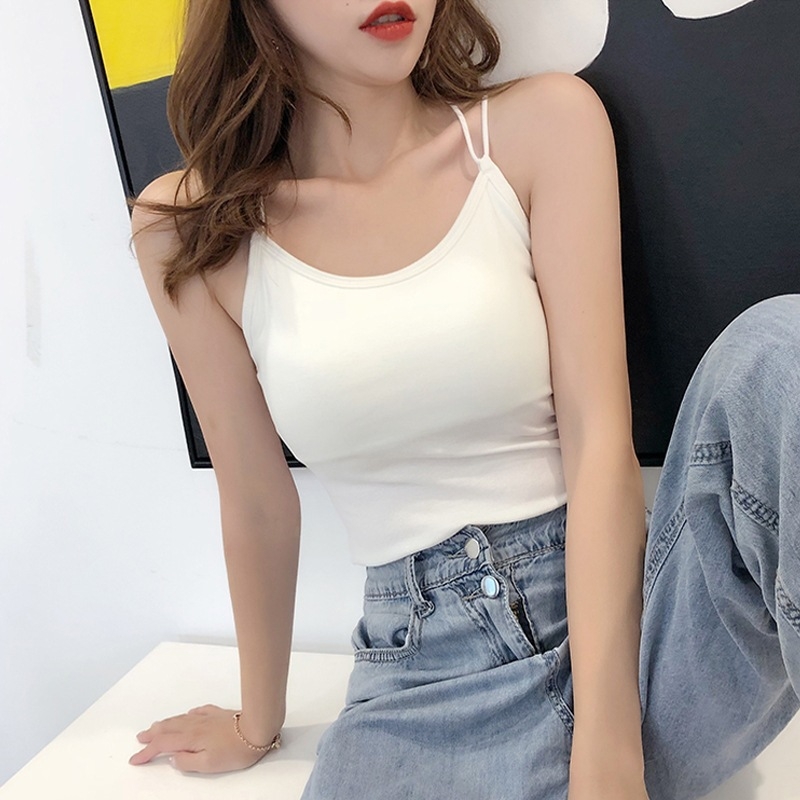 Sieviešu kokvilnas top ar krūšu spilventiņiem, krustotas siksnas aizmugurē, zemais izgriezums, visu sezonu, 90–95% kokvilnas, auduma blīvums 181–200 g/m²