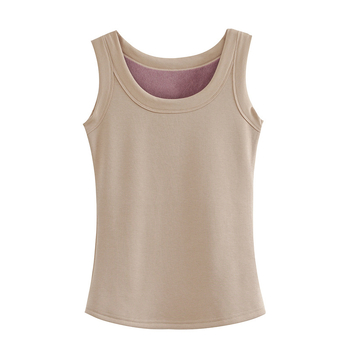 Sieviešu bez piedurknēm vesta ar flīsa iekšējo pildījumu, slaida piegriezuma, sling stils, vienkrāsains kokvilnas audums (Galvenais materiāls: kokvilna; Kokvilnas saturs: 30–50%; Drukājums: vienkrāsains)