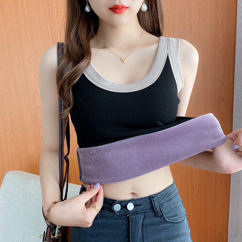 Sieviešu bez piedurknēm vesta ar flīsa iekšējo pildījumu, slaida piegriezuma, sling stils, vienkrāsains kokvilnas audums (Galvenais materiāls: kokvilna; Kokvilnas saturs: 30–50%; Drukājums: vienkrāsains)