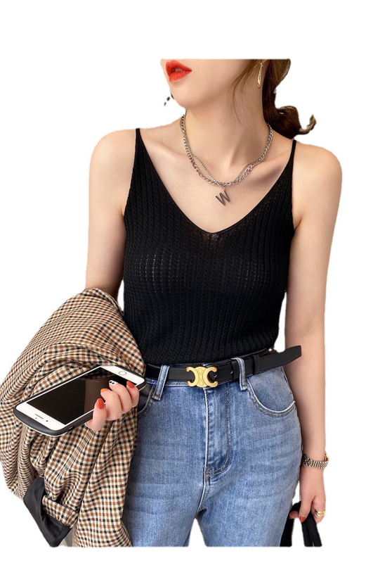 Adīts halterneck top ar V-dekolti, šaura silueta, īss garums