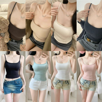 Ilgs pieguļošs top ar krūšu spilventiņu, sling stila siksnas, 70–80% kokvilna ar elastānu