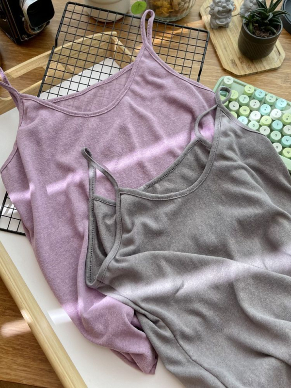 Sieviešu cami top ar siksniņām, Slim fit, kokvilna ar elastānu, vienkrāsains raksts, vasara 2024