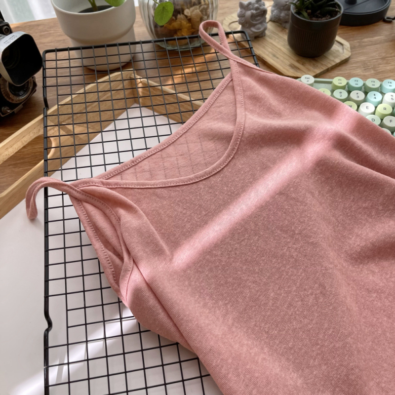 Sieviešu cami top ar siksniņām, Slim fit, kokvilna ar elastānu, vienkrāsains raksts, vasara 2024