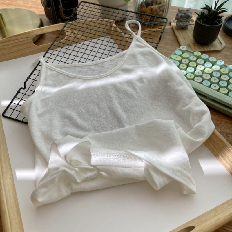 Sieviešu cami top ar siksniņām, Slim fit, kokvilna ar elastānu, vienkrāsains raksts, vasara 2024