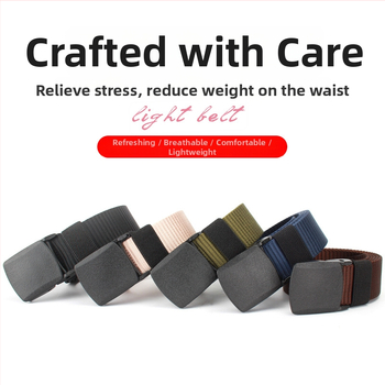 Curea de pânză pentru bărbați, nailon imitativ, cataramă din plastic netedă, lățime 2–4 cm