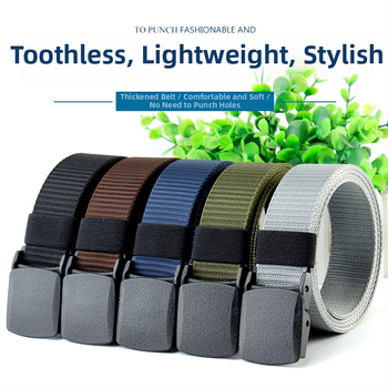 Curea de pânză pentru bărbați, nailon imitativ, cataramă din plastic netedă, lățime 2–4 cm