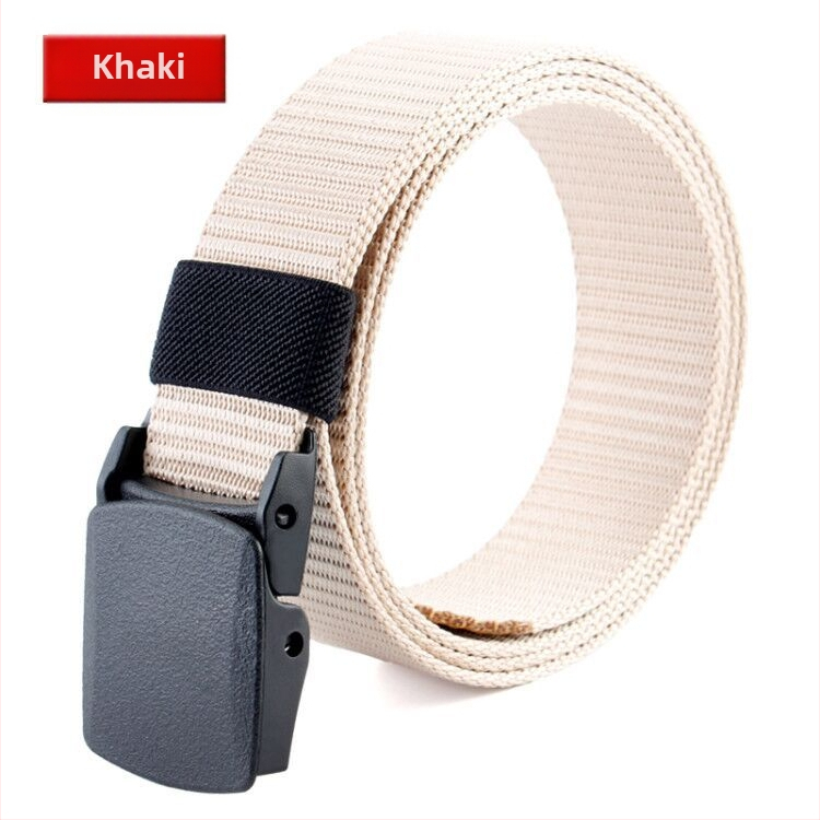 Curea de pânză pentru bărbați, nailon imitativ, cataramă din plastic netedă, lățime 2–4 cm