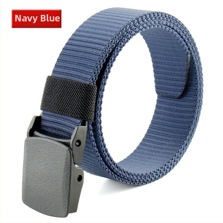 Curea de pânză pentru bărbați, nailon imitativ, cataramă din plastic netedă, lățime 2–4 cm