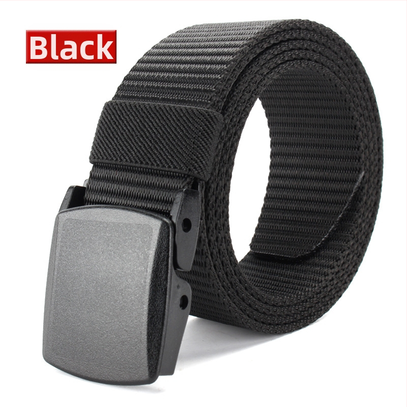 Curea de pânză pentru bărbați, nailon imitativ, cataramă din plastic netedă, lățime 2–4 cm