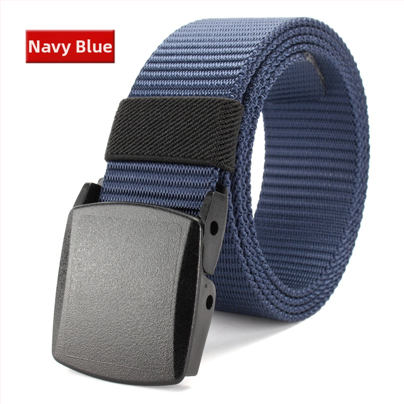 Curea de pânză pentru bărbați, nailon imitativ, cataramă din plastic netedă, lățime 2–4 cm