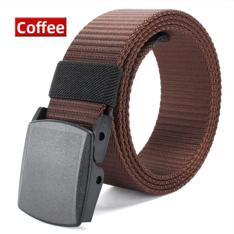 Curea de pânză pentru bărbați, nailon imitativ, cataramă din plastic netedă, lățime 2–4 cm