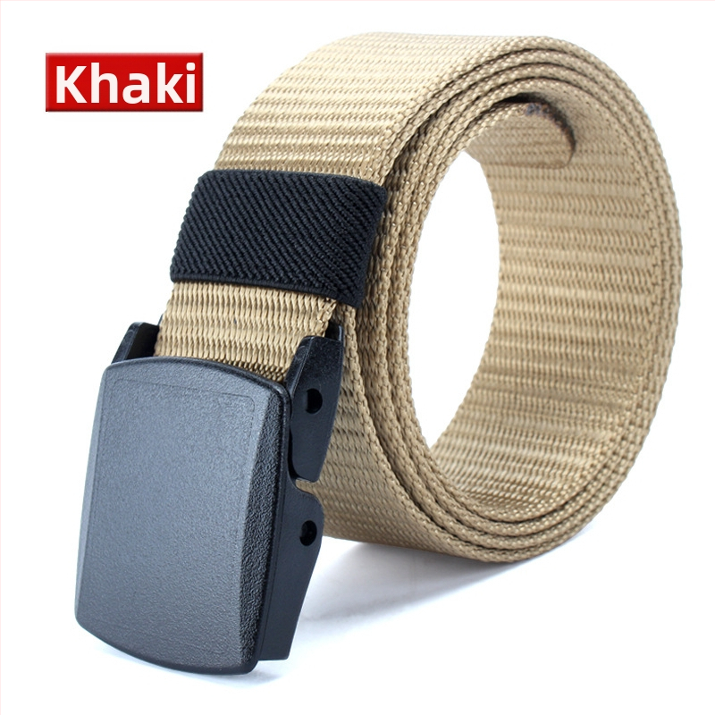 Curea de pânză pentru bărbați, nailon imitativ, cataramă din plastic netedă, lățime 2–4 cm