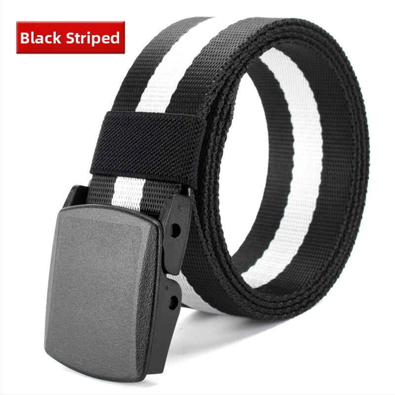 Curea de pânză pentru bărbați, nailon imitativ, cataramă din plastic netedă, lățime 2–4 cm