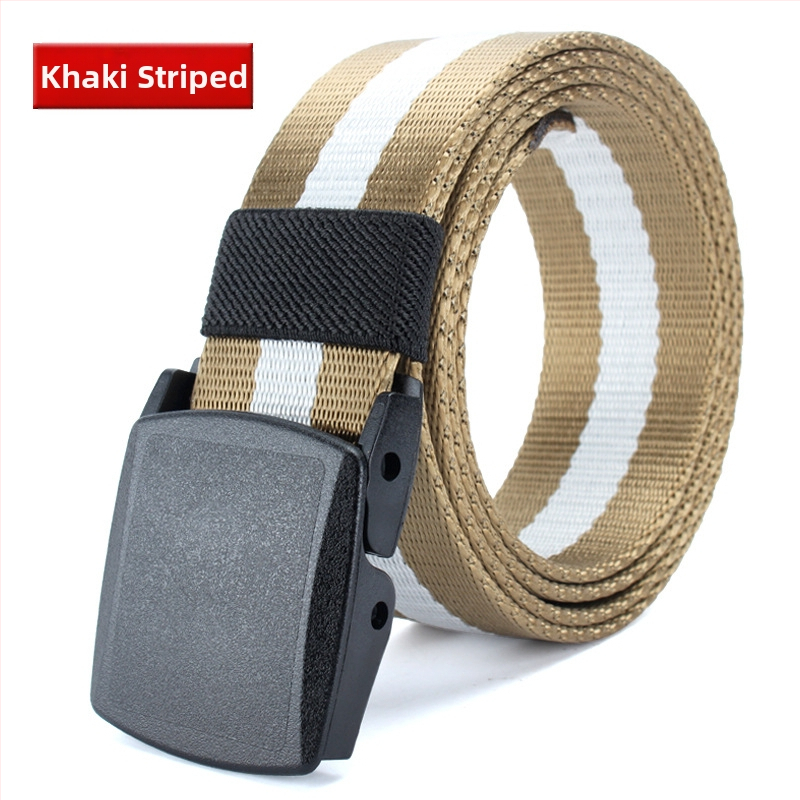 Curea de pânză pentru bărbați, nailon imitativ, cataramă din plastic netedă, lățime 2–4 cm