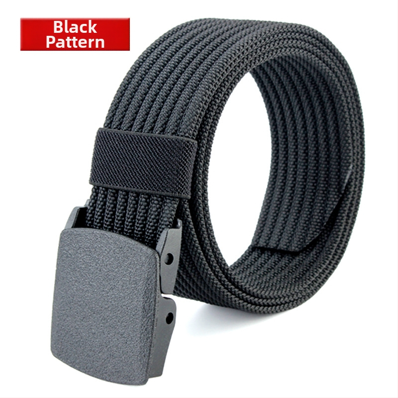 Curea de pânză pentru bărbați, nailon imitativ, cataramă din plastic netedă, lățime 2–4 cm