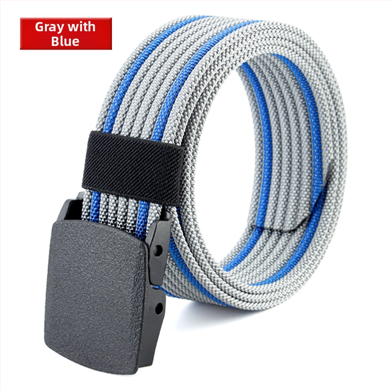 Curea de pânză pentru bărbați, nailon imitativ, cataramă din plastic netedă, lățime 2–4 cm