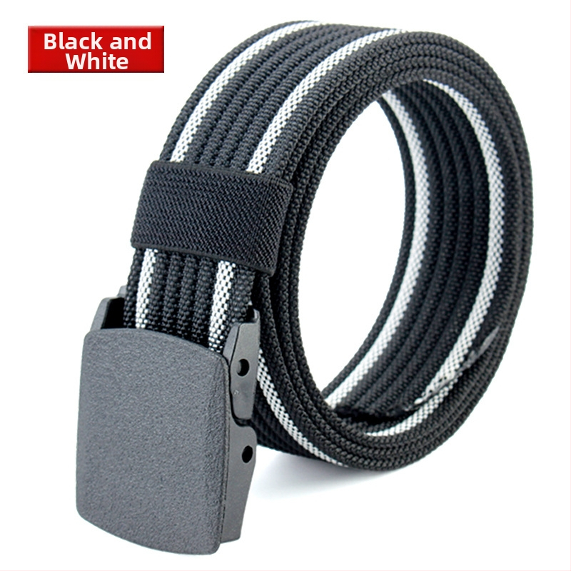 Curea de pânză pentru bărbați, nailon imitativ, cataramă din plastic netedă, lățime 2–4 cm