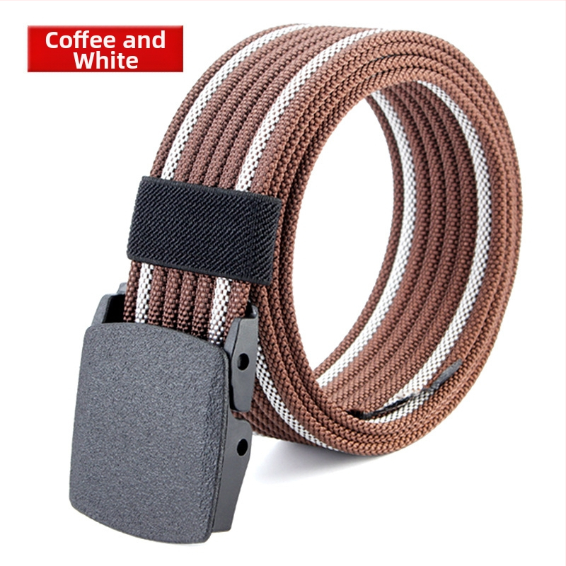 Curea de pânză pentru bărbați, nailon imitativ, cataramă din plastic netedă, lățime 2–4 cm