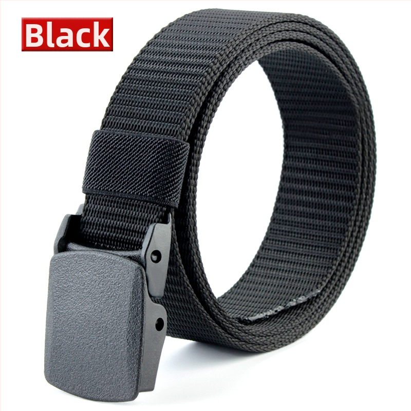 Curea de pânză pentru bărbați, nailon imitativ, cataramă din plastic netedă, lățime 2–4 cm