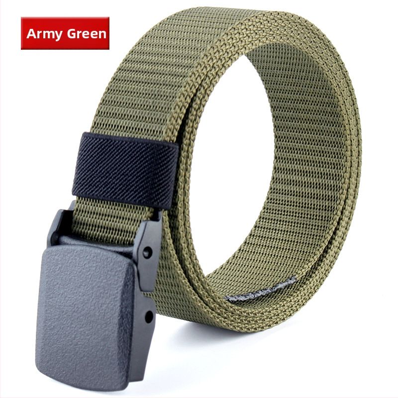 Curea de pânză pentru bărbați, nailon imitativ, cataramă din plastic netedă, lățime 2–4 cm