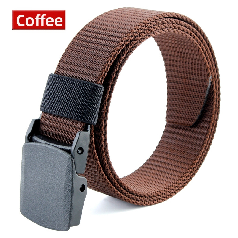 Curea de pânză pentru bărbați, nailon imitativ, cataramă din plastic netedă, lățime 2–4 cm