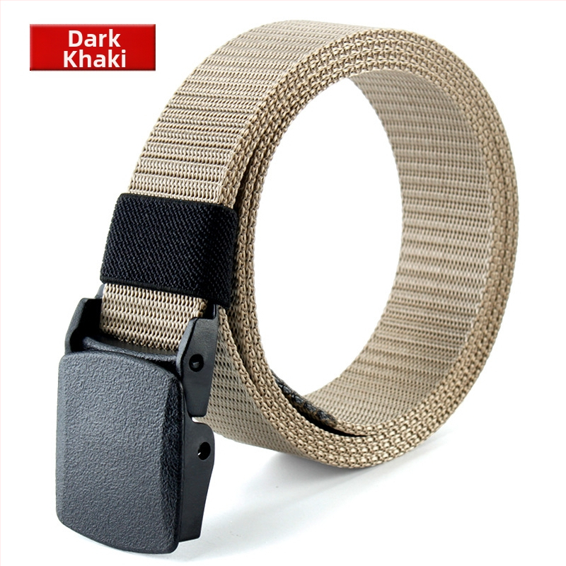 Curea de pânză pentru bărbați, nailon imitativ, cataramă din plastic netedă, lățime 2–4 cm