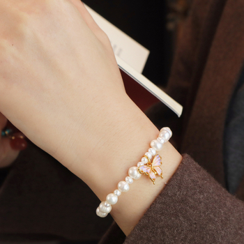 Édesvízi gyöngyökkel fűzött karkötő — geometriai forma, divatos városi stílus, nőknek