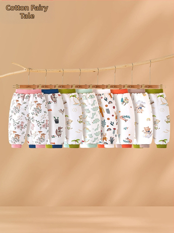 Bērnu kokvilnas bikses ziemai, unisex, augsta vidukļa, pildītas, karikatūras raksts, 100% kokvilna, 1–3 gadi