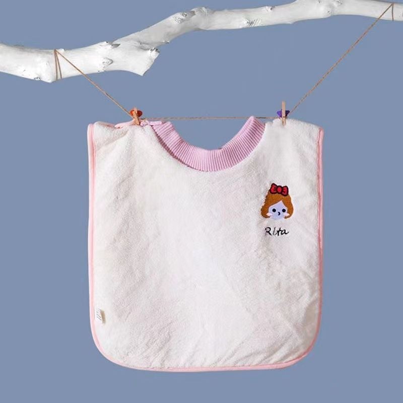 Vízálló baba etető kötény cartoon mintával, velúr anyagból, poliészter, 3–8 éveseknek