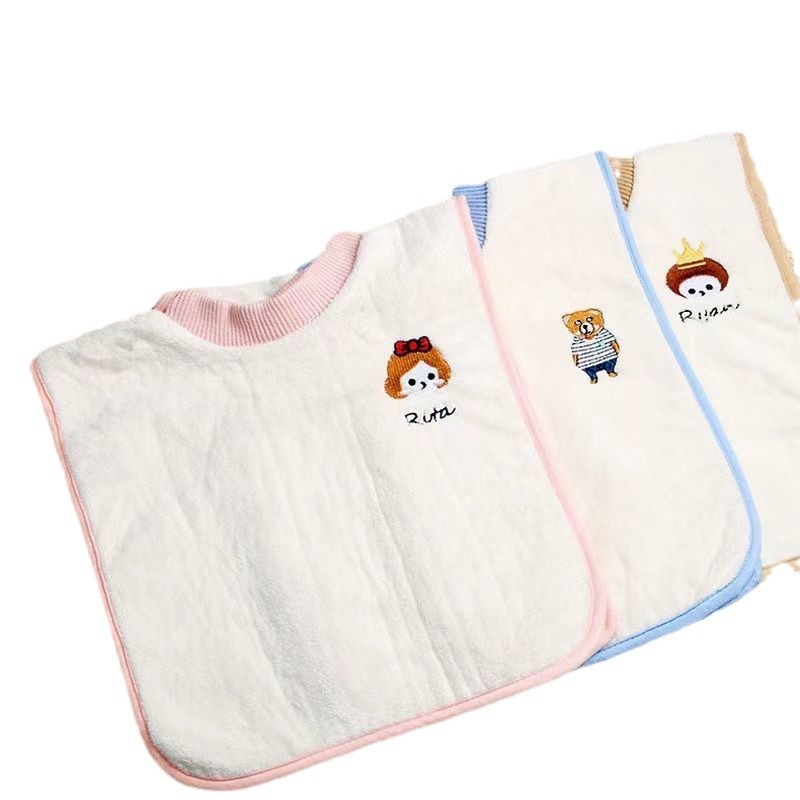 Vízálló baba etető kötény cartoon mintával, velúr anyagból, poliészter, 3–8 éveseknek