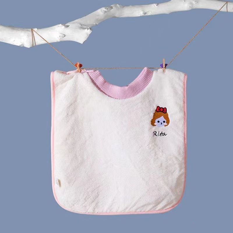 Vízálló baba etető kötény cartoon mintával, velúr anyagból, poliészter, 3–8 éveseknek
