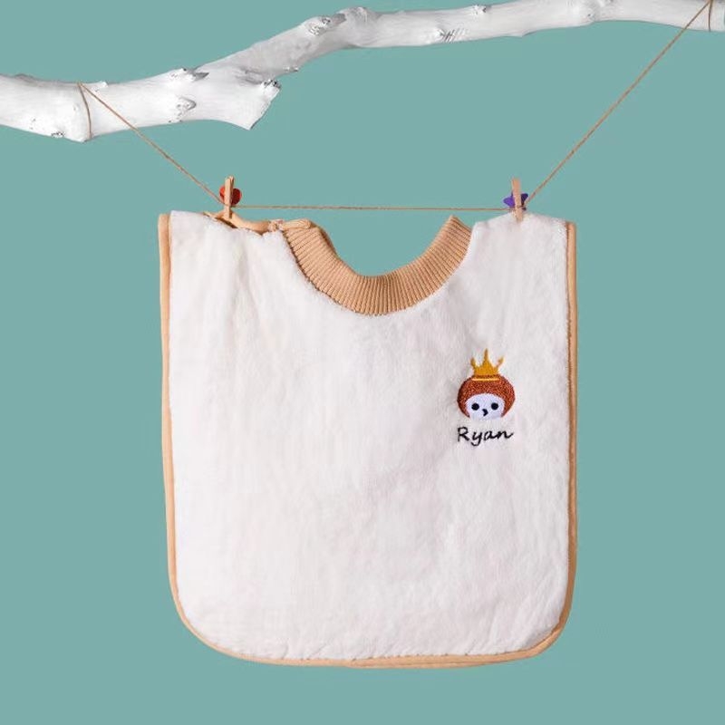 Vízálló baba etető kötény cartoon mintával, velúr anyagból, poliészter, 3–8 éveseknek