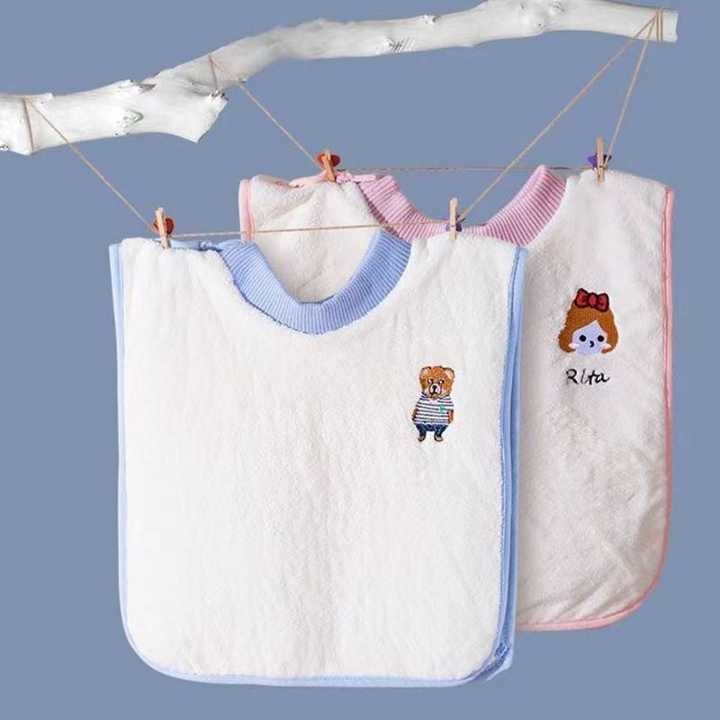 Vízálló baba etető kötény cartoon mintával, velúr anyagból, poliészter, 3–8 éveseknek