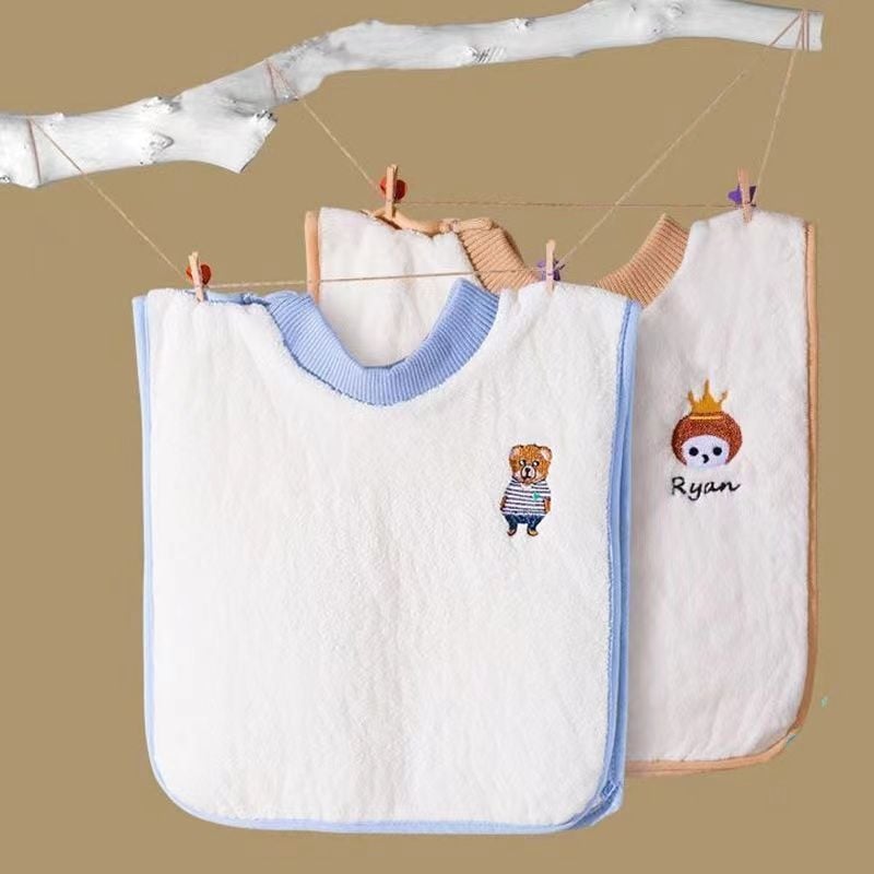 Vízálló baba etető kötény cartoon mintával, velúr anyagból, poliészter, 3–8 éveseknek