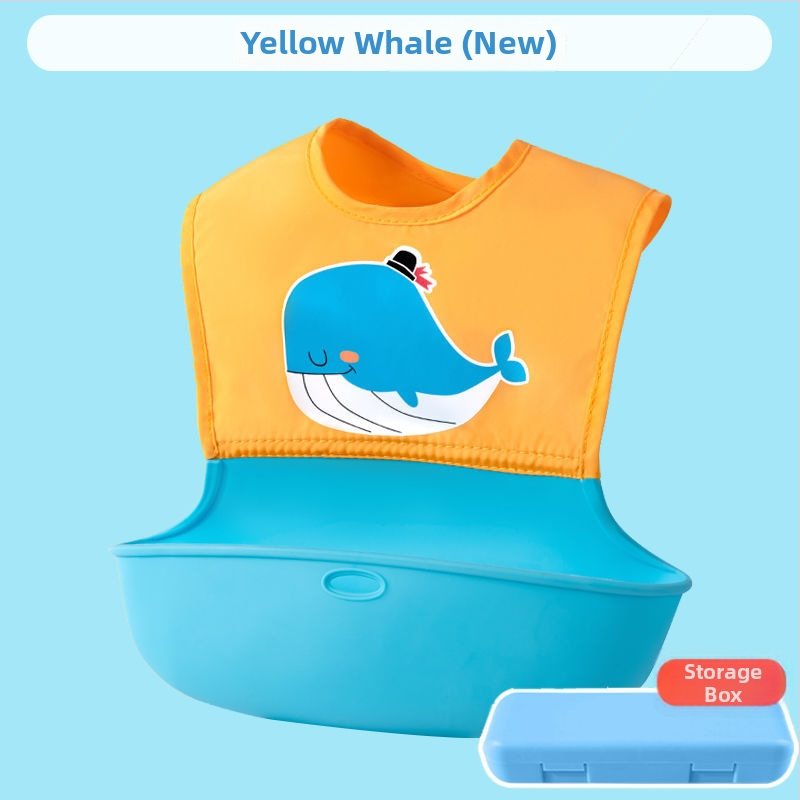 Dječji hranilni bib, vodootporan i otporan na mrlje, prozračan, od silikona za hranu i tkanine od poliestera i pamuka, pogodan za uzrast 0–3 godine