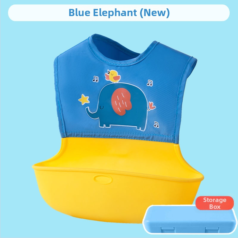 Dječji hranilni bib, vodootporan i otporan na mrlje, prozračan, od silikona za hranu i tkanine od poliestera i pamuka, pogodan za uzrast 0–3 godine