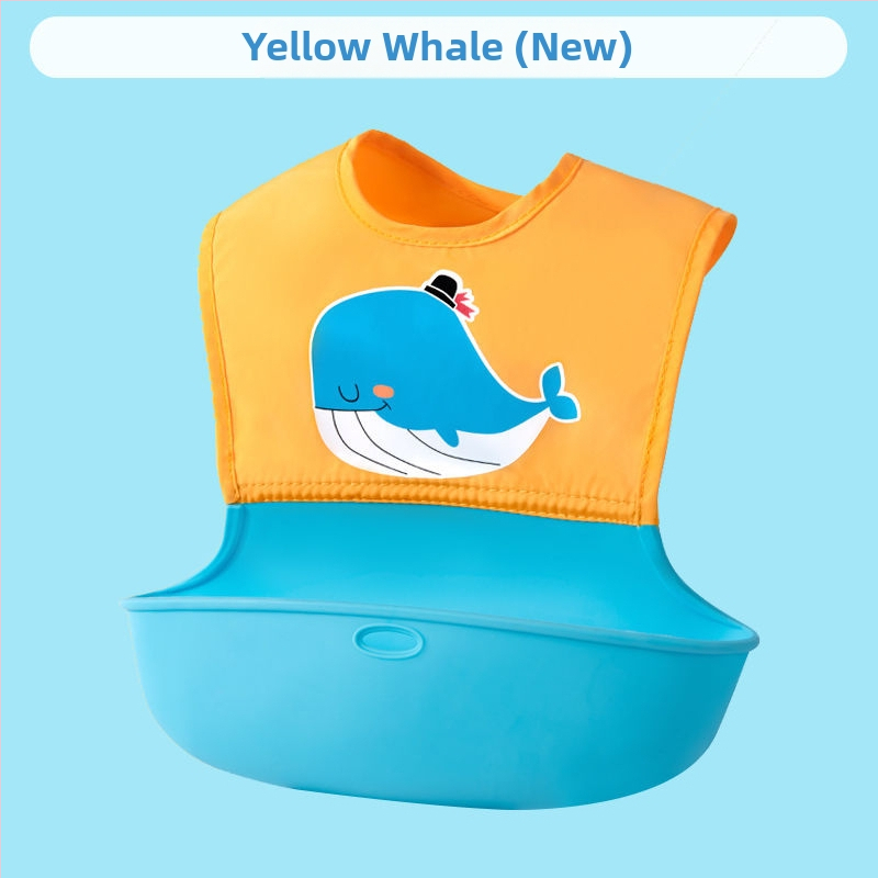 Dječji hranilni bib, vodootporan i otporan na mrlje, prozračan, od silikona za hranu i tkanine od poliestera i pamuka, pogodan za uzrast 0–3 godine