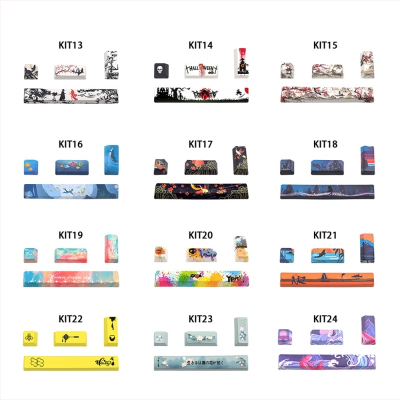 PBT klahvikatted mehaanilisele klaviatuurile, viiepoolne sublimatsioon, 4 klahvi: 6.25U tühik, ESC, Enter ja parem Enter