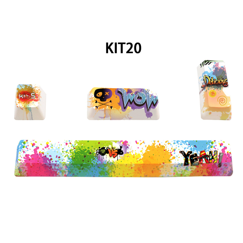 PBT klahvikatted mehaanilisele klaviatuurile, viiepoolne sublimatsioon, 4 klahvi: 6.25U tühik, ESC, Enter ja parem Enter